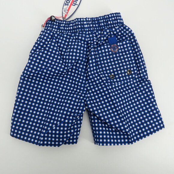 Beach Bros Boys Blue White Gingham Quick-Dry Swim Trunks Size 2T NWT $28 - Picture 2 of 3